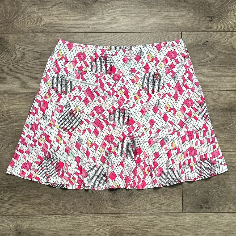 GG Blue High Rise Flounce Golf Skirt Skort Geometric Pink White Size‎ Large